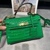 Bolsa Kelly Padrão Crocodilo em Couro Patente 2024 Nova Vintage Ombro Transversal Bolsa de Corrente Atacado Versátil