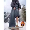 Jeans Gruesos con Forro de Polar Talla Plus para Mujer en Invierno, Adecuados para Figuras en Forma de Pera, Corte Holgado, Cintura Alta, Adelgazantes, Pantalones Rectos de Pierna Ancha