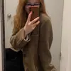 Blazer de lana marrón para mujer, nuevo estilo primavera y otoño 2026, abrigo de lana casual retro coreano petite