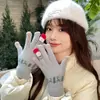 Guantes de lana para mujer invierno lindo muñeco de nieve tejidos pantalla táctil engrosados cálidos para montar cinco dedos invierno a prueba de frío
