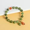 Pulsera de Jade Verde Natural Colgante de Calabaza Nuevo Estilo Chino Tendencia Nacional Diseño de Estilo Antiguo Nicho Lujo Ligero Versátil Pulsera para Mujer