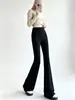 Pantalones de pierna ancha negros de traje transfronterizos del sudeste asiático, japoneses y coreanos para mujeres petite, de cintura alta, adelgazantes y personalizables