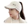 Nuevo sombrero de copa vacío para mujer, otoño e invierno, cálido para viajar, sombrero de lana casual, gorra de visera tejida coreana para correr, todo-partido, moda
