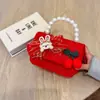 Año Nuevo Año Nuevo Sobres Rojos Infantiles Lazo Perla Portátil Bordado Dibujos Animados Peluche Princesa Niña Bandolera Billetera para Monedas
