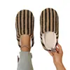Bufanda de Cabeza Rayada de Comercio Exterior Transfronterizo Pantuflas de Piel con Suela Suave Pantuflas de Interior para el Hogar de Otoño/Invierno para Mujer Personalización de Pareja