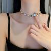 Moda europeia e americana colorida diamante redondo geométrica clavícula cadeia retro estilo corte temperamento personalidade nicho colar de alta qualidade