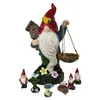 Gnomo elfo con nido de pájaro, adornos creativos, artesanías de resina, luces solares para exteriores, mini decoraciones de jardín