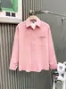 Camisa de Manga Comprida Masculina Outono/Inverno 2025 Veludo Cotelê Casual Cardigan Top Gola Reversível Solta Cor Sólida Jaqueta Camisa