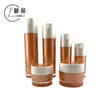 Fundo com Padrão Garrafa Redonda Garrafa Acrílica Laranja Frasco com Bomba para Loção Essência Frasco para Creme Material de Embalagem para Conjunto Cosmético