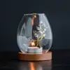 Portavelas Estilo Zen con Pantalla de Vidrio a Prueba de Viento, Lámpara de Cera Aromaterapia para el Hogar Estilo Retro Chino, Adorno Decorativo para Sala de Té