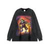 Camiseta de manga curta com lavagem vintage de desenho animado da moda de rua masculina e feminina marca de moda americana vintage retrô gola redonda top