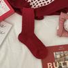 Otoño e invierno Año Nuevo calcetines rojos caja de regalo cumpleaños año festivo rojo media pantorrilla calcetines de algodón peinado regalo de Año Nuevo calcetines de mujer