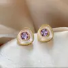 Pendientes de Perla con Gota de Aceite Florales Estilo Jardín de Monet para Mujer, Elegantes Clavos Estilo Pintura al Óleo, Pendientes de Alta Gama Elegantes de Lujo Ligero