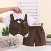 Conjunto de verano de manga corta para niño, nuevo estilo 2026, traje formal para bebé e infante, conjunto de shorts de manga corta para niño, moderno