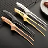 Amazon Clip para Alimentos de Acero Inoxidable Chapado en Oro Punta Estilo Coreano Clip para Barbacoa Barra Extendida Clip para Barbacoa de Restaurante Buffet