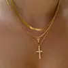 Amazon Transfronterizo Nuevo Collar con 26 Letras Iniciales Moda Colgante de Cruz Personalizado Collar Multicapa Joyería para Mujer