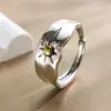 Anillo de Plata de Ley S925 Tótem Antiguo Símbolo del Sol Indio Diseño Ancho Anillo Vivo Personalizado Moderno