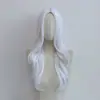 Peruca longa cacheada branca repartida no meio para fantasia de Halloween europeia e americana cosplay peruca de bruxa em estoque