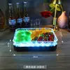 Bandeja de Frutas com Padrão de Gelo LED Ktv Prato de Frutas Brilhante Bandeja de Três Compartimentos Bandeja Recarregável para Lanches