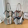 Bolso de Paja Tejido para Mujer, Nuevo Diseño de Moda Casual, Bloques de Color, Rayas Arcoíris, 2026, para el Trabajo y los Viajes