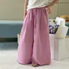 Pantalones anchos Aimo Beibei para niñas, casuales y elegantes de estilo coreano, a prueba de mosquitos y protección solar, a rayas texturizadas, pantalones largos casuales