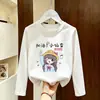 Camiseta Base de Manga Larga de Dibujos Animados para Niñas, Nueva Moda Primavera y Otoño 2026, Camiseta de Cuello Redondo para Niños Mayores, Camiseta Base de Algodón Puro