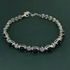 Temu AliExpress Joyería Europea y Americana Chapada en Plata 925 Pulsera de Piedra Azul Oscuro Pulsera Popular para Hombres y Mujeres