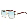Gafas de Sol Cuadradas de Alta Gama Europeas y Americanas para Hombre con Patillas de Imitación Madera y Doble Puente Gafas de Sol de Marco Grande
