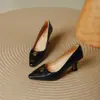 Saltos Agulha Marrons Retrô para Mulheres, Novo Estilo Primavera e Outono, Versátil Profissional, Confortável, Bico Fino, Elegantes e Estilosos