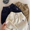 Calça Comprida Infantil 2026 Primavera e Outono Estilo Japonês Bordada em Algodão Lavado para Meninos Calça Casual Reta para Crianças Pequenas
