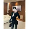 Ropa de Mujer de Comercio Exterior Fotos Reales y Precios Reales, Top Sexy de Manga Larga Calado, Camiseta Básica Sexy, Camiseta Entallada para Chicas Atrevidas