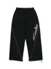 Pantalones de Chándal de Estilo Europeo y Americano de Moda con Bordado de Estrellas para Mujer con Puntada de Línea, Corte Recto Holgado, Pantalones Largos Casuales con Caída