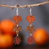 Europeu e Americano Cross-border Novo Outono Thanksgiving Maple Leaf Brincos Brincos de madeira dupla face Mori Brincos Distintivos das Mulheres Presente