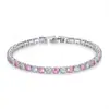 Conjunto de Pulseiras Coloridas Europeias e Americanas de Zircônia Flash Cristal Intercolor Pulseira Dourada Branca Pulseira Tennis Feminina Pulseira