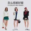 Roupa de Tênis Estilo Novo Transfronteiriça Camisa Polo Manga Longa Feminina com Meio Zíper e Gola Camisa Conjunto de Roupa Esportiva Respirável para Uso ao Ar Livre