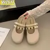 Mules cerrados estilo Birkenstock de lino tejido para mujer, para uso exterior en otoño, nuevo modelo 2026, con aumento interno de altura y suela gruesa, sandalias Mary Jane