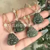 Colgante de Jade Hetian Natural con Figura de Buda, Jade Hetian en Color Agua Clara, Calabaza en Forma de Hoja, y Colgante de Paz para Hombres y Mujeres, con Cadena de Jade