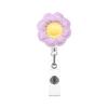 Girasol Girasol Crochet Flor Roja Pequeña Retráctil Clip de Cocodrilo Giratorio de Fácil Extracción Insignia Desplazable Oficina Regalo