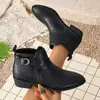Botas Martin de Tacón Grueso con Hebilla y Tira, Talla Grande Europea y Americana, Botas Chelsea de Comercio Exterior para Mujer, Venta al por Mayor Transfronteriza Europea, Talla Grande