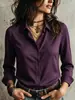 Fornecimento direto da fábrica de origem anti-rugas quatro-way stretch placket oculto camisa de verão feminina camisa de manga comprida para o trabalho simples elástica sem ferro