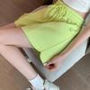 Calça Casual Verde Fluorescente Feminina Verão Cintura Alta Solta Shorts Esportivos Cordão Pequeno Perna Reta Larga Hot Pants Tendência