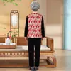 Nuevo conjunto de abuela estilo chino, traje de terciopelo dorado para primavera y otoño, moderno conjunto de tres piezas con chaleco para mujeres de mediana edad y mayores en un estilo chino moderno
