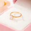 Novo Conjunto de Anéis de Cobre com Zircônia de Luxo Leve da Amazon para Mulheres, Anéis Lisos de Alto Padrão de Nicho Atacado