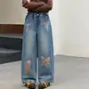 Jeans para Niña 2026 Otoño Nueva Llegada Niños Medianos y Grandes Estampado de Oso Pequeño de Dibujos Animados Pantalones de Pierna Ancha Pantalones de Pierna Recta Ropa de Otoño Pantalones Largos
