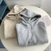 Sudadera con Capucha y Media Cremallera Estilo Retro Americano con Forro Polar, Sensación de Alta Gama, Algodón Puro, Elegante y Versátil, Chaqueta de Moda para Personas Menudas