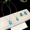 Collar con Anillo Ovalado de Circonita Brillante para Mujer, Cadena para Clavícula de Lujo Ligero de Alta Gama, Conjunto de Joyería Versátil para Cenas