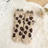 Calcetines para Mujer Otoño e Invierno con Forro Polar Engrosados Sin Pelusa Vellón Coral Calcetines Medianos Calcetines Cálidos para Casa Calcetines de Gato Tridimensionales Lindos