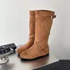 Botas retro de ante mate con plataforma interior y hebilla de tira cruzada, nuevo estilo otoño 2026, cómodas, ligeras y adelgazantes, adecuadas para montar