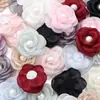 5cm Malla Perla Simulada Camelia Quemada Accesorios para Ropa DIY Flor Hecha a Mano Zapatos Corsage Accesorios para Ropa