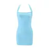 Vestido de Noche Europeo y Americano sin Espalda, Vestido de Color Sólido con Cuello Halter Inspirado en Celebridades, Vestido de Noche Bodycon Adelgazante que Ceñe la Cintura, Venta al por Mayor para Mujeres
